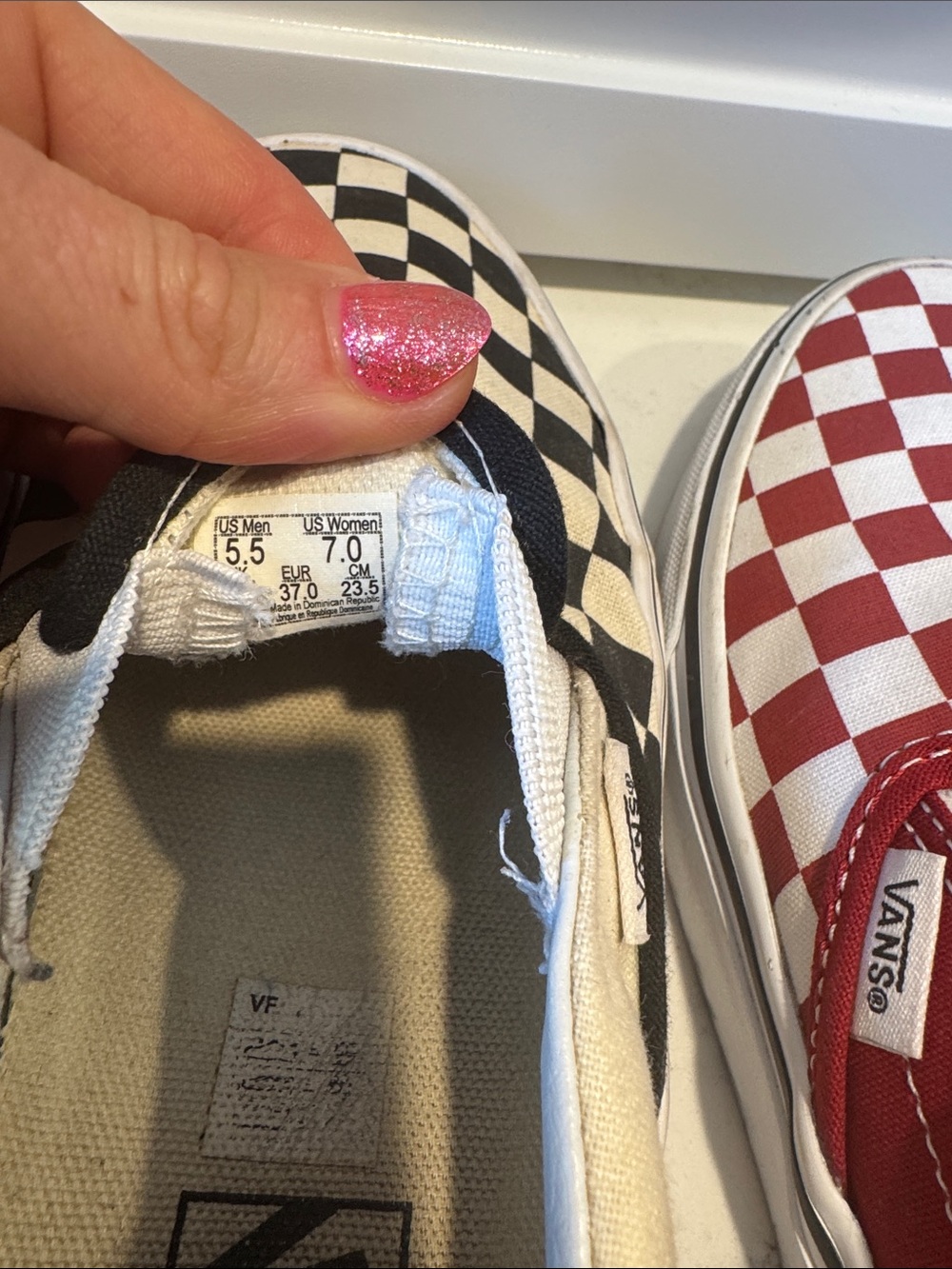 Vans Kids Slip-On Checkerboard Sneakers - Black & Red - Picture 5 of 6